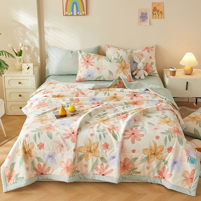 91家纺网 家纺一手货源 找家纺 铺尚美家纺 2026新款A类里外全棉棉花夏被 云裳花谷