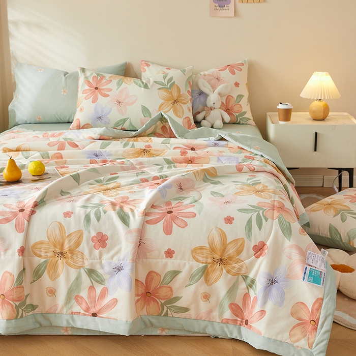 91家纺网 家纺一手货源 找家纺 铺尚美家纺 2026新款A类里外全棉棉花夏被 云裳花谷