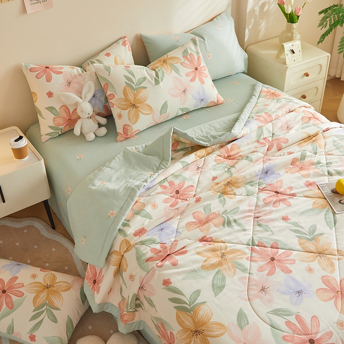 91家纺网 家纺一手货源 找家纺 铺尚美家纺 2026新款A类里外全棉棉花夏被 云裳花谷