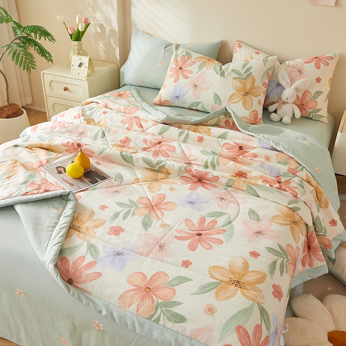 91家纺网 家纺一手货源 找家纺 铺尚美家纺 2026新款A类里外全棉棉花夏被 云裳花谷