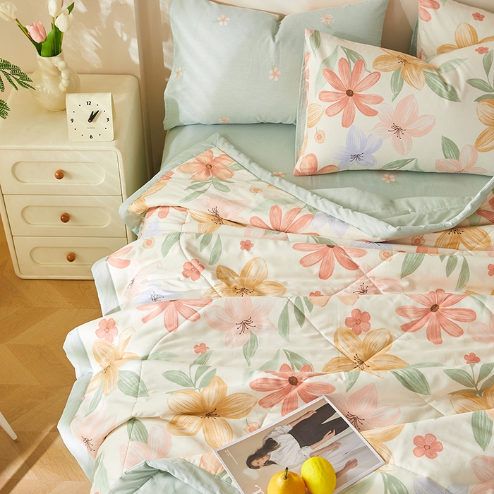 91家纺网 家纺一手货源 找家纺 铺尚美家纺 2026新款A类里外全棉棉花夏被 云裳花谷