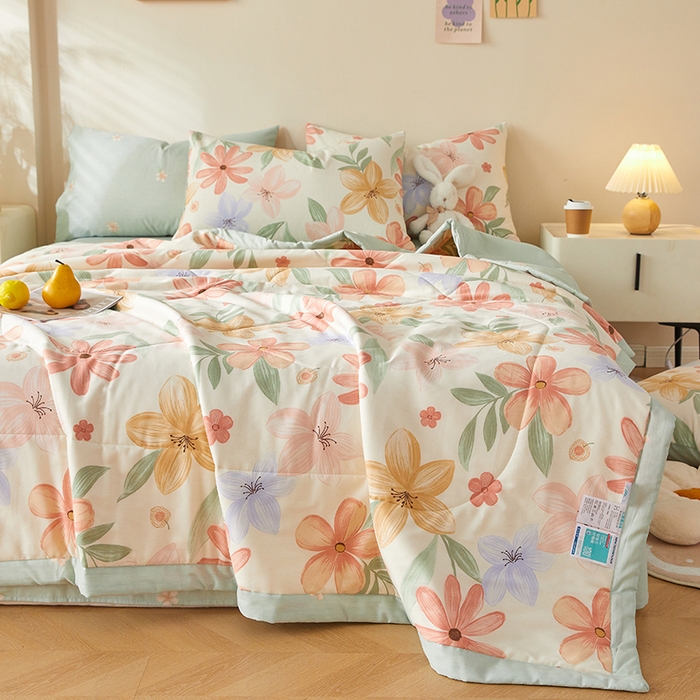 91家纺网 家纺一手货源 找家纺 铺尚美家纺 2026新款A类里外全棉棉花夏被 云裳花谷