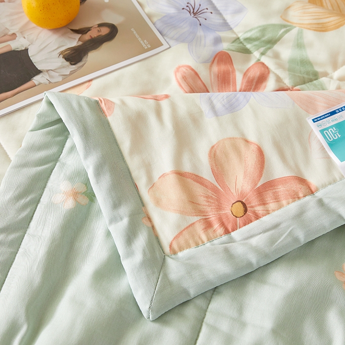 91家纺网 家纺一手货源 找家纺 铺尚美家纺 2026新款A类里外全棉棉花夏被 云裳花谷