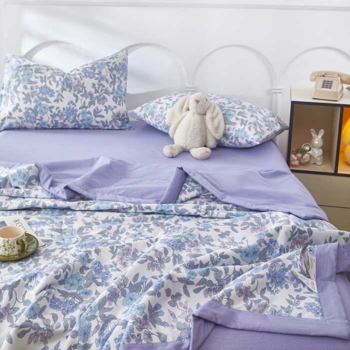 91家纺网 家纺一手货源 找家纺 铺尚美家纺 2026新款双面全棉羽丝空调被夏凉被单夏被 如梦花季