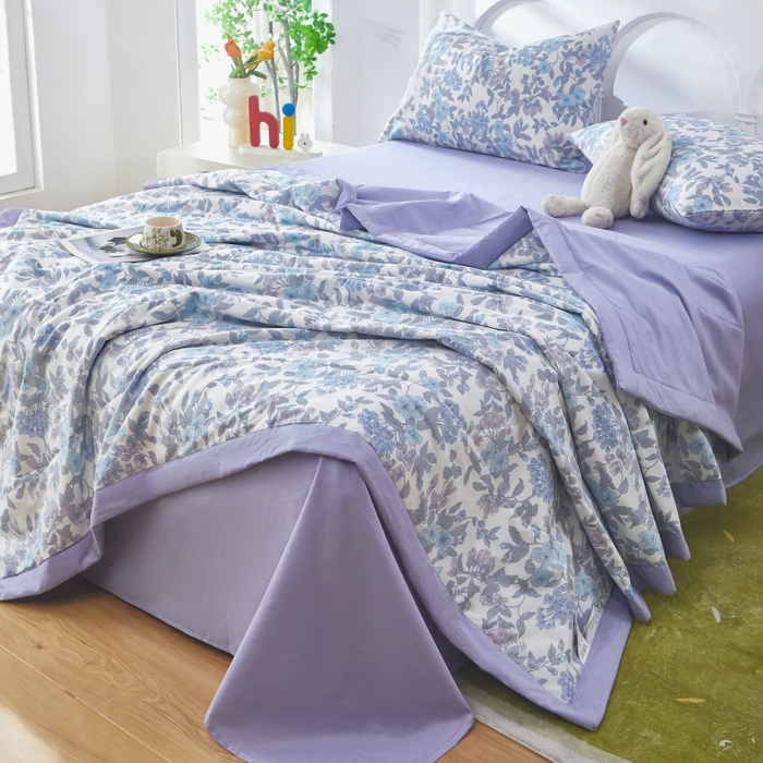 91家纺网 家纺一手货源 找家纺 铺尚美家纺 2026新款双面全棉羽丝空调被夏凉被单夏被 如梦花季