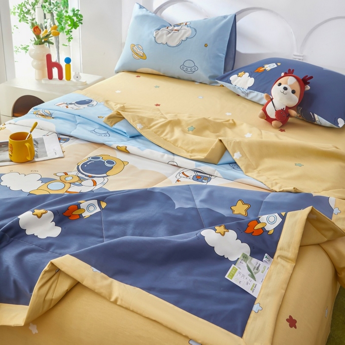 91家纺网 家纺一手货源 找家纺 铺尚美家纺 2026新款双面全棉羽丝空调被夏凉被单夏被 太空人