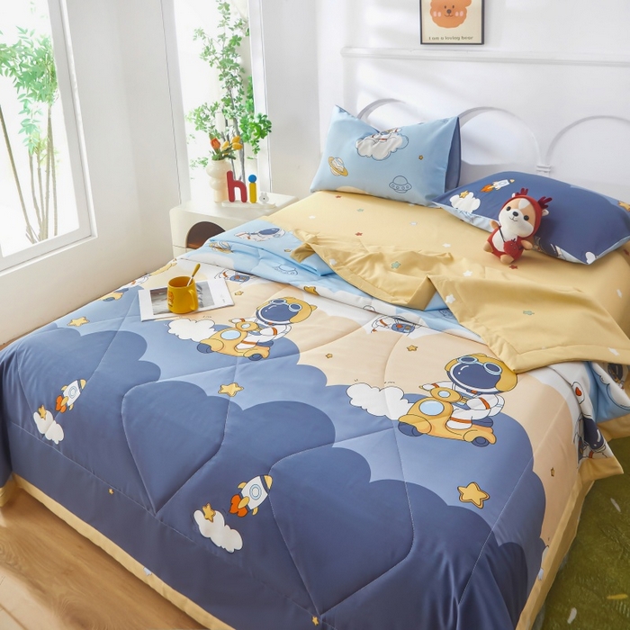 91家纺网 家纺一手货源 找家纺 铺尚美家纺 2026新款双面全棉羽丝空调被夏凉被单夏被 太空人