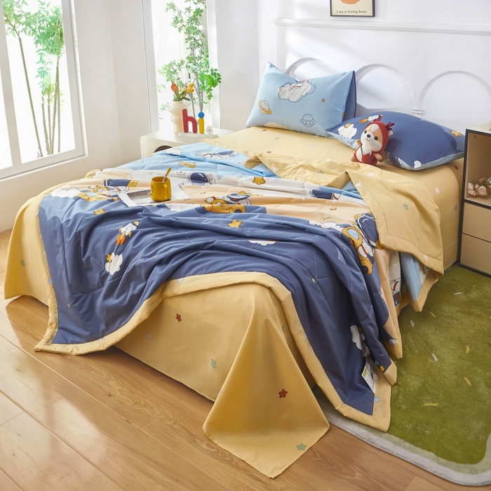 91家纺网 家纺一手货源 找家纺 铺尚美家纺 2026新款双面全棉羽丝空调被夏凉被单夏被 太空人