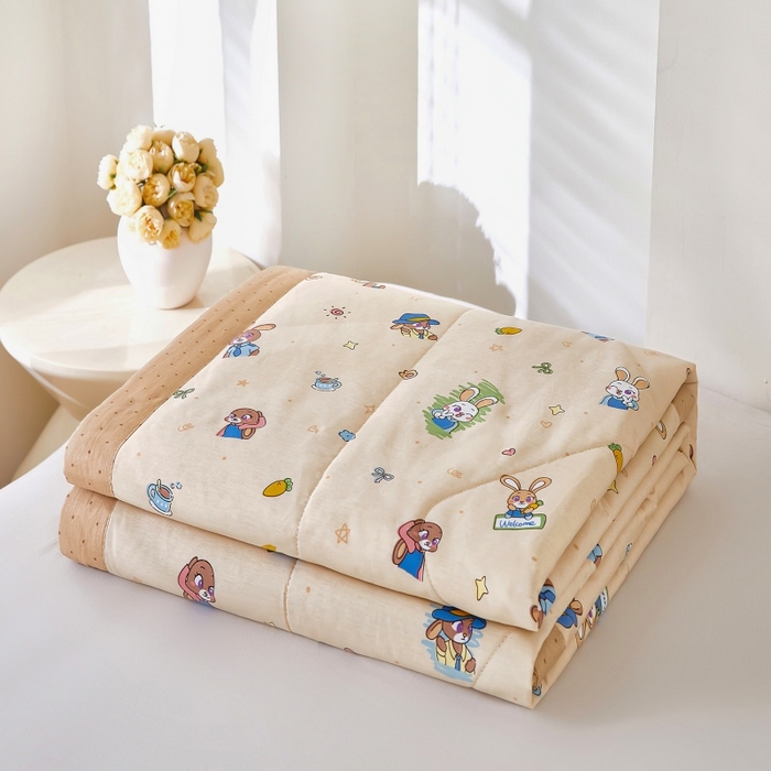 91家纺网 家纺一手货源 找家纺 铺尚美家纺 2026新款双面全棉羽丝空调被夏凉被单夏被 兔子警官