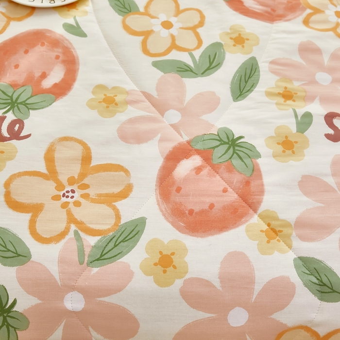 91家纺网 家纺一手货源 找家纺 铺尚美家纺 2026新款双面全棉羽丝空调被夏凉被单夏被 笑脸草莓