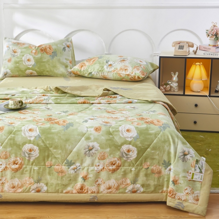 91家纺网 家纺一手货源 找家纺 铺尚美家纺 2026新款双面全棉羽丝空调被夏凉被单夏被 幸福时光