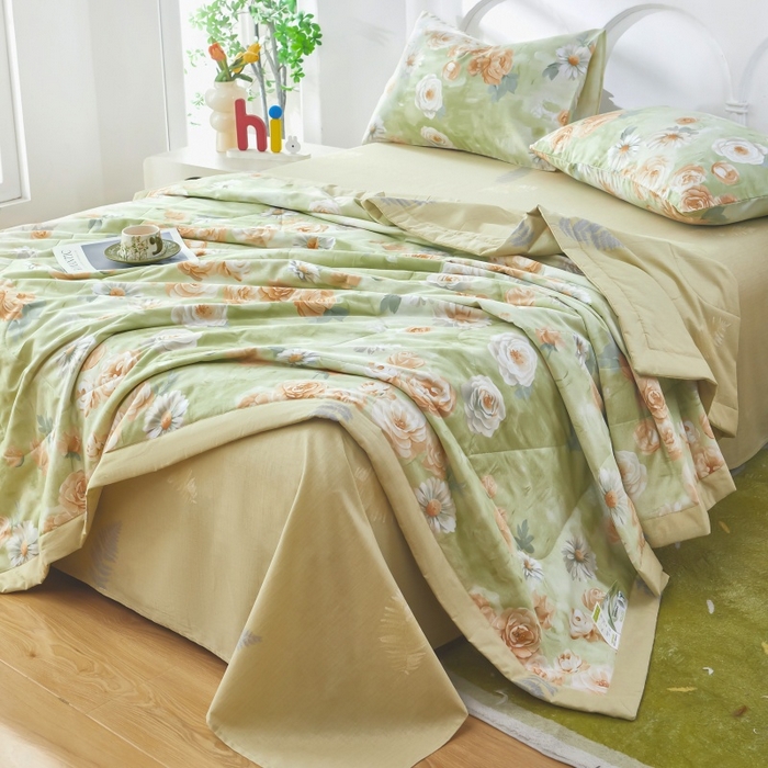 91家纺网 家纺一手货源 找家纺 铺尚美家纺 2026新款双面全棉羽丝空调被夏凉被单夏被 幸福时光