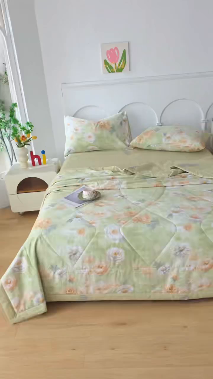 91家纺网 家纺一手货源 找家纺 铺尚美家纺 2026新款双面全棉羽丝空调被夏凉被单夏被 幸福时光