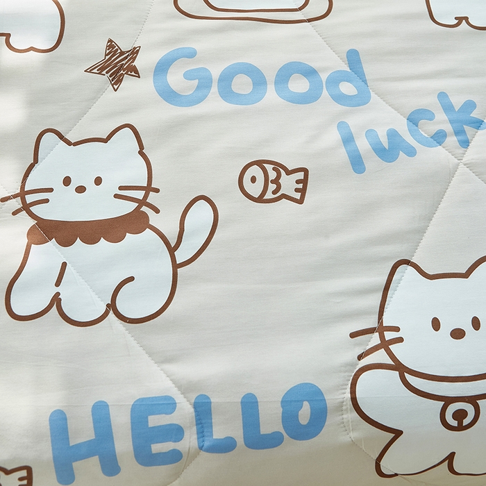 91家纺网 家纺一手货源 找家纺 铺尚美家纺 2026新款双面全棉羽丝空调被夏凉被单夏被 幸运猫咪