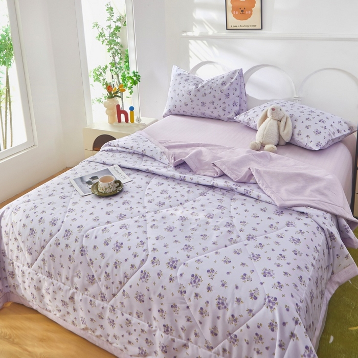 91家纺网 家纺一手货源 找家纺 铺尚美家纺 2026新款双面全棉羽丝空调被夏凉被单夏被 熏香-紫