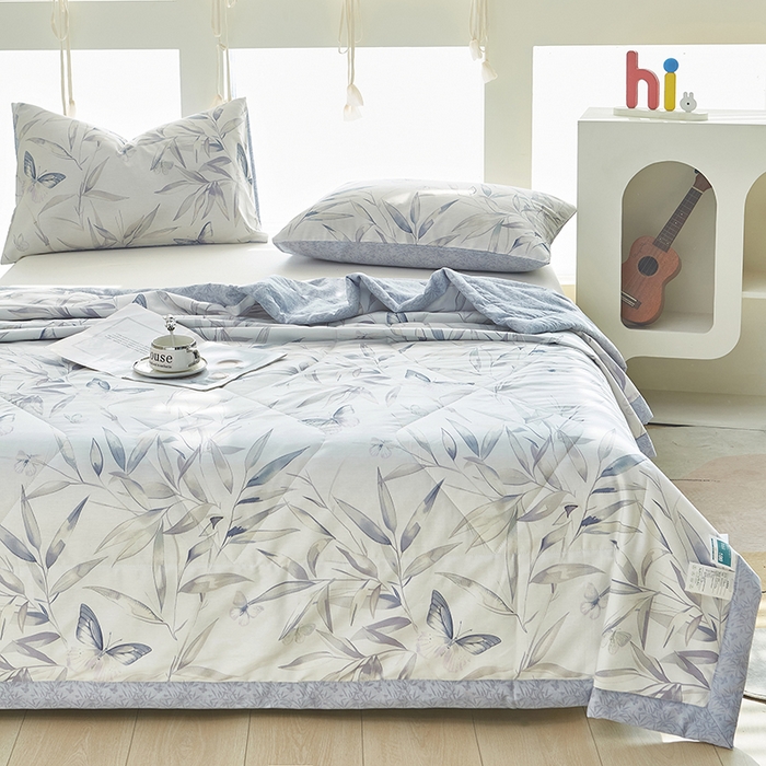 91家纺网 家纺一手货源 找家纺 铺尚美家纺 2026新款双面全棉羽丝空调被夏凉被单夏被 叶影幽梦