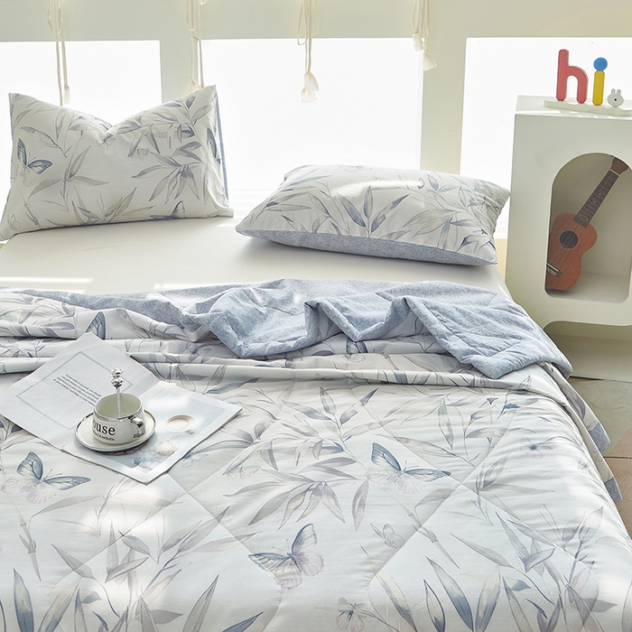 91家纺网 家纺一手货源 找家纺 铺尚美家纺 2026新款双面全棉羽丝空调被夏凉被单夏被 叶影幽梦