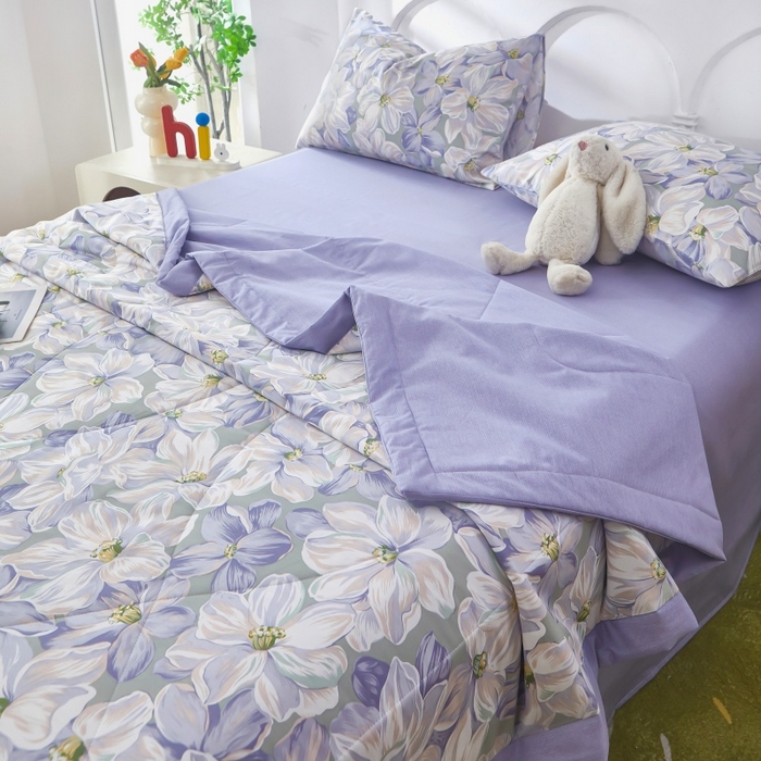 91家纺网 家纺一手货源 找家纺 铺尚美家纺 2026新款双面全棉羽丝空调被夏凉被单夏被 一夜芳华