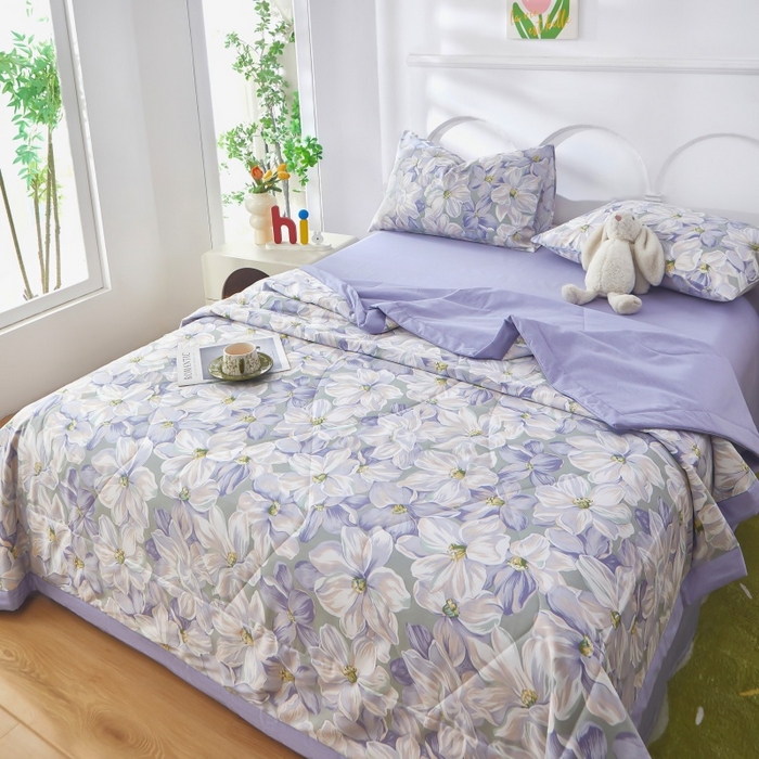 91家纺网 家纺一手货源 找家纺 铺尚美家纺 2026新款双面全棉羽丝空调被夏凉被单夏被 一夜芳华