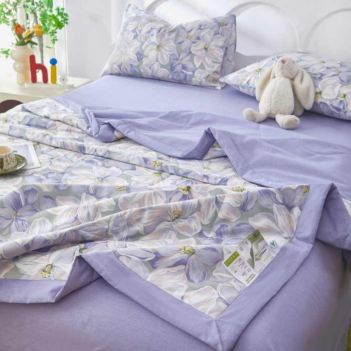 91家纺网 家纺一手货源 找家纺 铺尚美家纺 2026新款双面全棉羽丝空调被夏凉被单夏被 一夜芳华