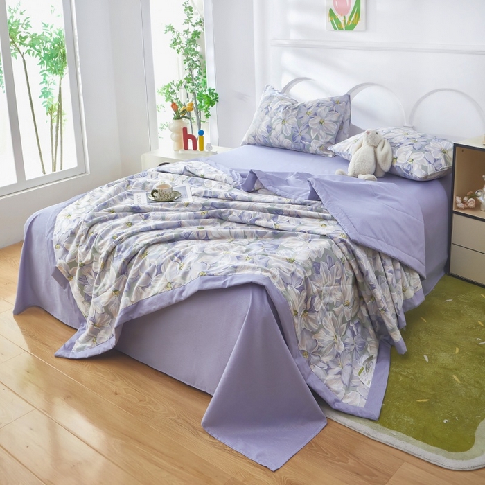 91家纺网 家纺一手货源 找家纺 铺尚美家纺 2026新款双面全棉羽丝空调被夏凉被单夏被 一夜芳华