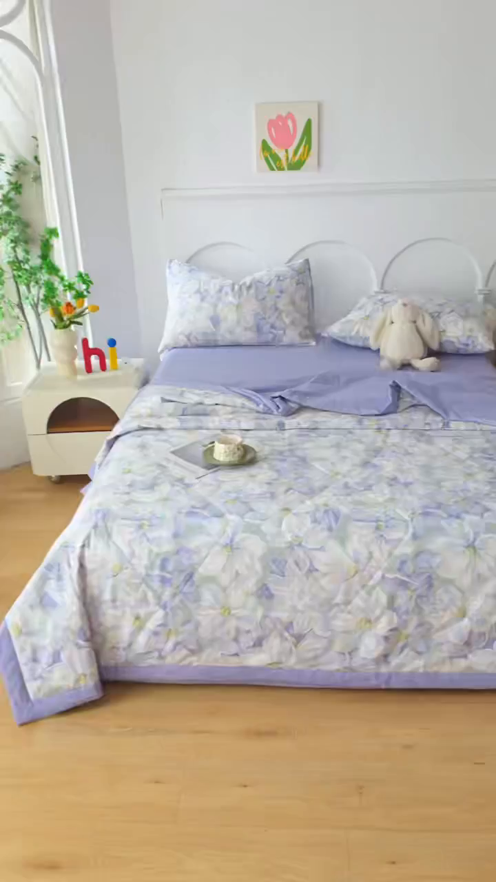 91家纺网 家纺一手货源 找家纺 铺尚美家纺 2026新款双面全棉羽丝空调被夏凉被单夏被 一夜芳华