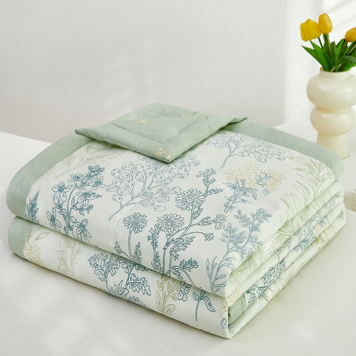 铺尚美家纺 2026新款双面全棉羽丝空调被夏凉被单夏被 幽兰花谷