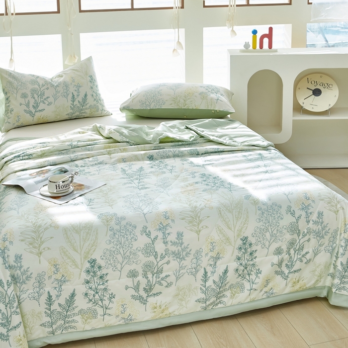 91家纺网 家纺一手货源 找家纺 铺尚美家纺 2026新款双面全棉羽丝空调被夏凉被单夏被 幽兰花谷