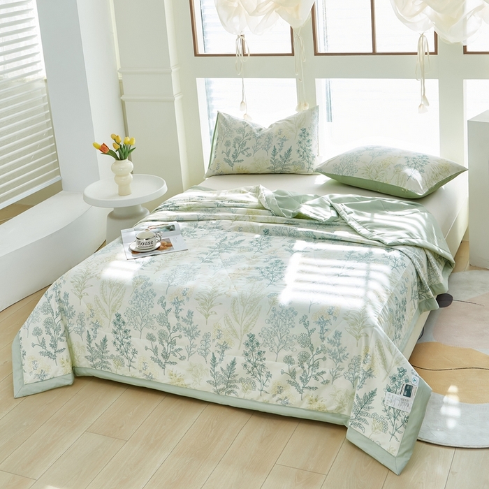 91家纺网 家纺一手货源 找家纺 铺尚美家纺 2026新款双面全棉羽丝空调被夏凉被单夏被 幽兰花谷