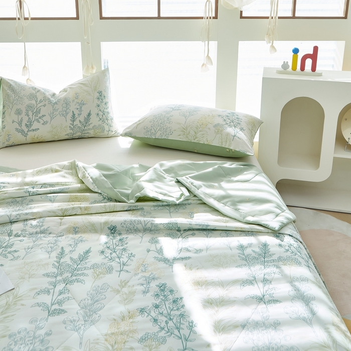 91家纺网 家纺一手货源 找家纺 铺尚美家纺 2026新款双面全棉羽丝空调被夏凉被单夏被 幽兰花谷