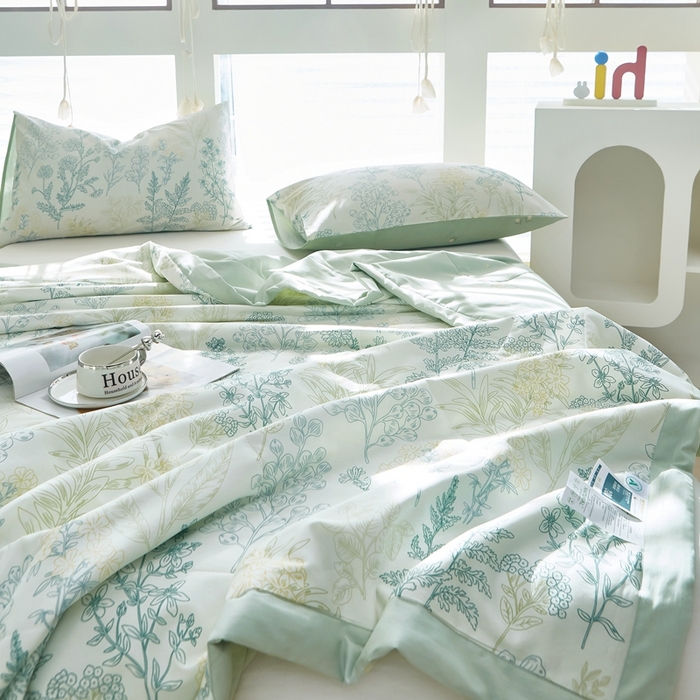 91家纺网 家纺一手货源 找家纺 铺尚美家纺 2026新款双面全棉羽丝空调被夏凉被单夏被 幽兰花谷