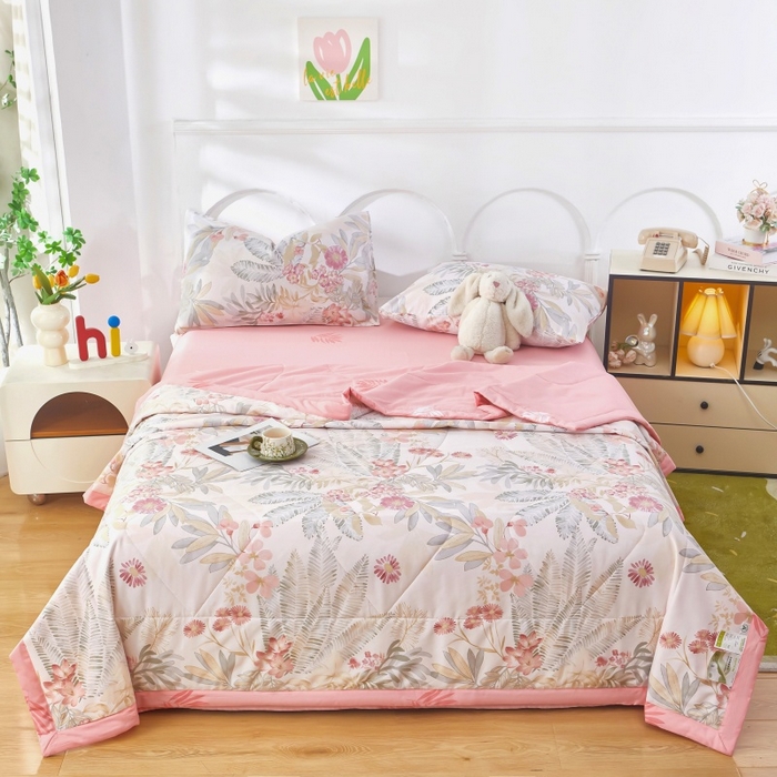 91家纺网 家纺一手货源 找家纺 铺尚美家纺 2026新款双面全棉羽丝空调被夏凉被单夏被 悠悠花香