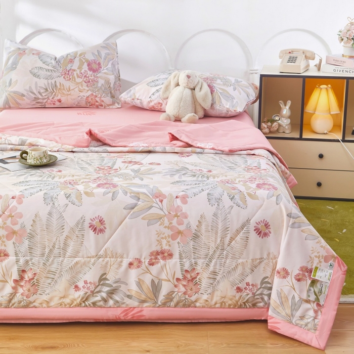 91家纺网 家纺一手货源 找家纺 铺尚美家纺 2026新款双面全棉羽丝空调被夏凉被单夏被 悠悠花香