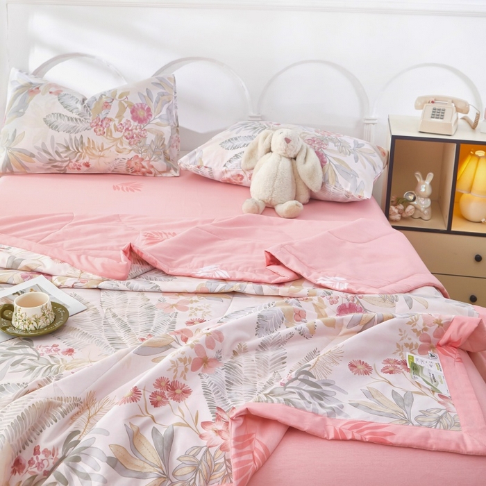 91家纺网 家纺一手货源 找家纺 铺尚美家纺 2026新款双面全棉羽丝空调被夏凉被单夏被 悠悠花香