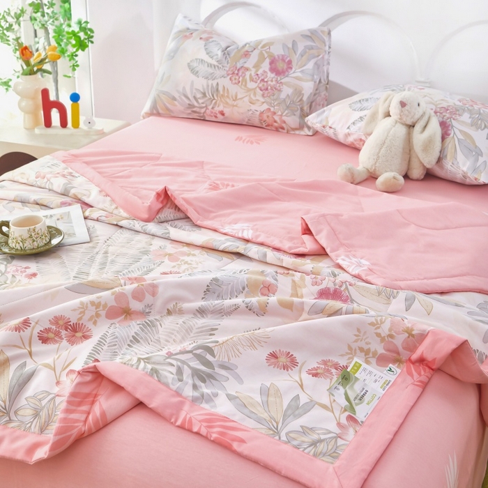 91家纺网 家纺一手货源 找家纺 铺尚美家纺 2026新款双面全棉羽丝空调被夏凉被单夏被 悠悠花香