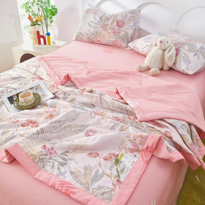 91家纺网 家纺一手货源 找家纺 铺尚美家纺 2026新款双面全棉羽丝空调被夏凉被单夏被 悠悠花香