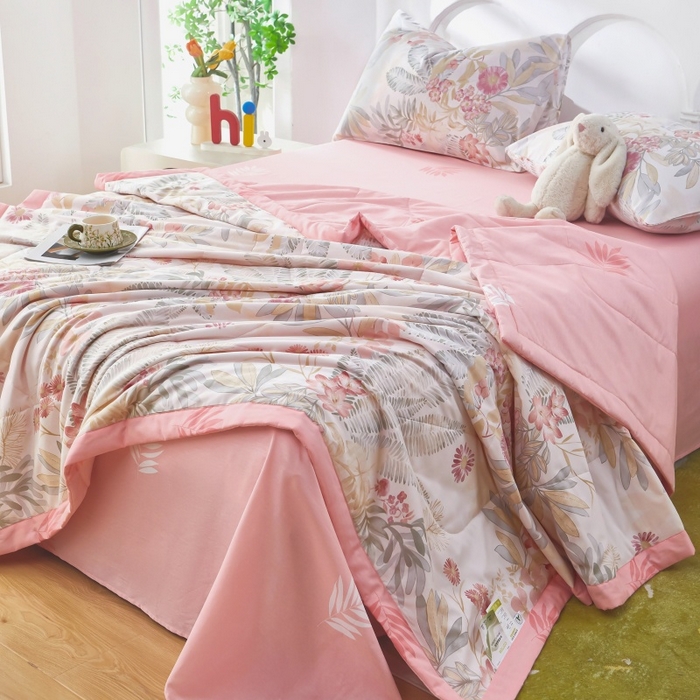 91家纺网 家纺一手货源 找家纺 铺尚美家纺 2026新款双面全棉羽丝空调被夏凉被单夏被 悠悠花香