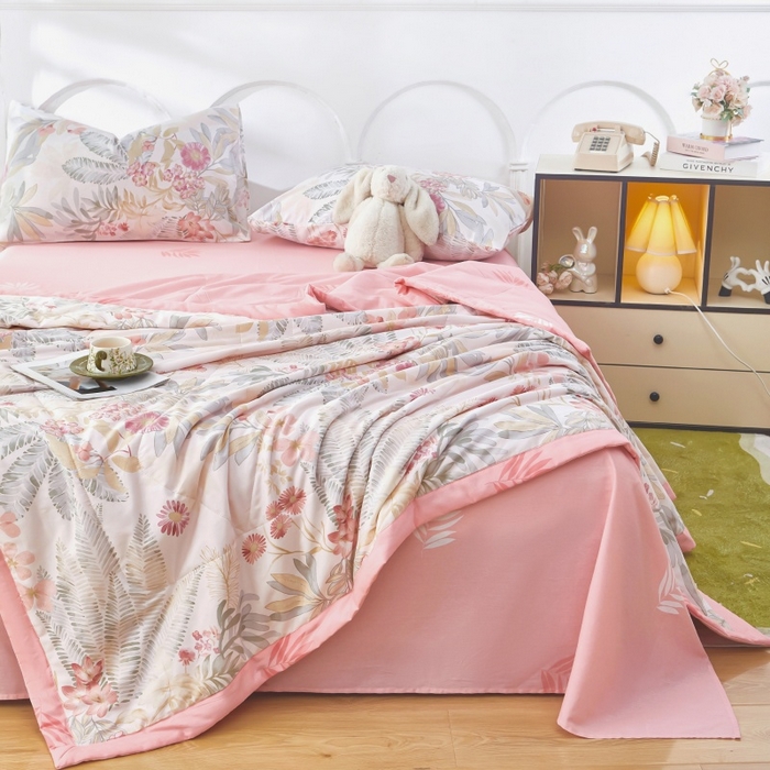 91家纺网 家纺一手货源 找家纺 铺尚美家纺 2026新款双面全棉羽丝空调被夏凉被单夏被 悠悠花香