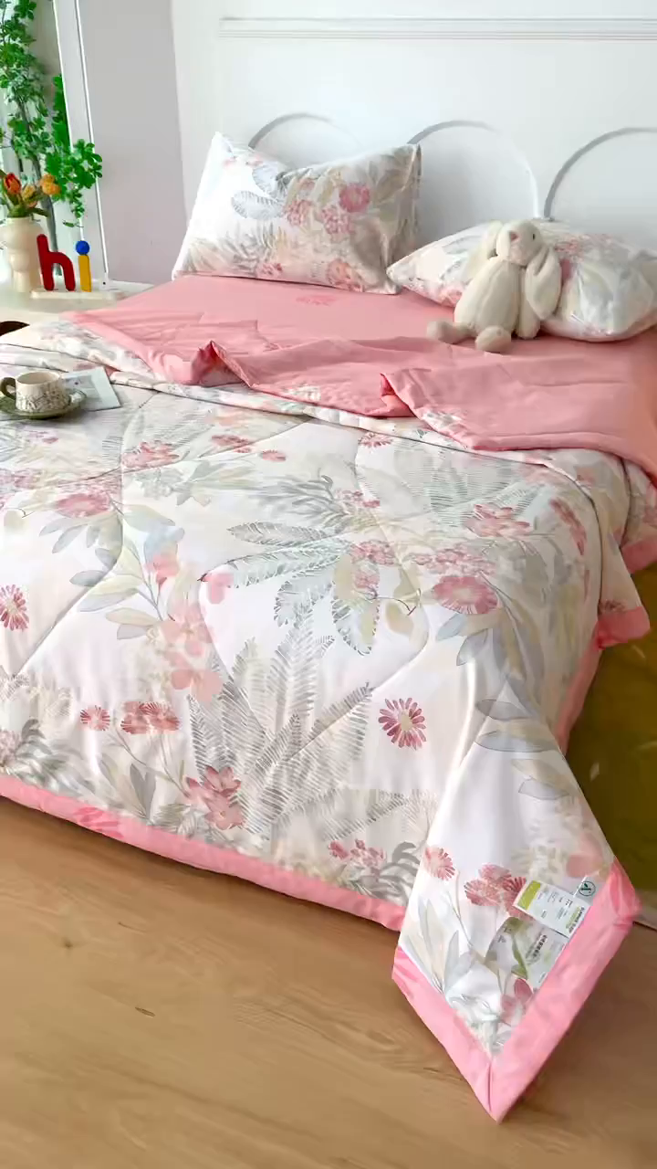 91家纺网 家纺一手货源 找家纺 铺尚美家纺 2026新款双面全棉羽丝空调被夏凉被单夏被 悠悠花香