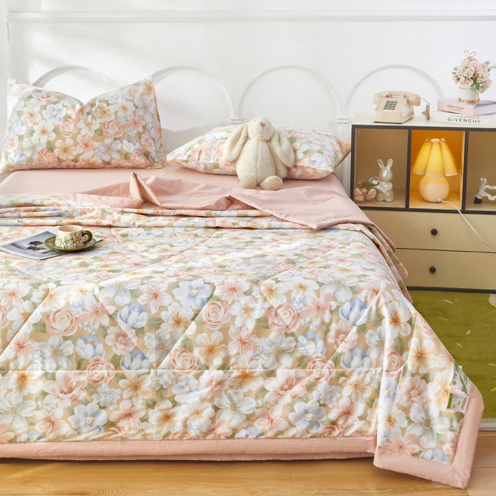 91家纺网 家纺一手货源 找家纺 铺尚美家纺 2026新款双面全棉羽丝空调被夏凉被单夏被 釉色浮光