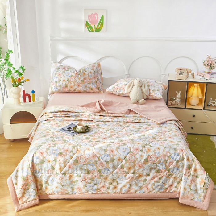 91家纺网 家纺一手货源 找家纺 铺尚美家纺 2026新款双面全棉羽丝空调被夏凉被单夏被 釉色浮光