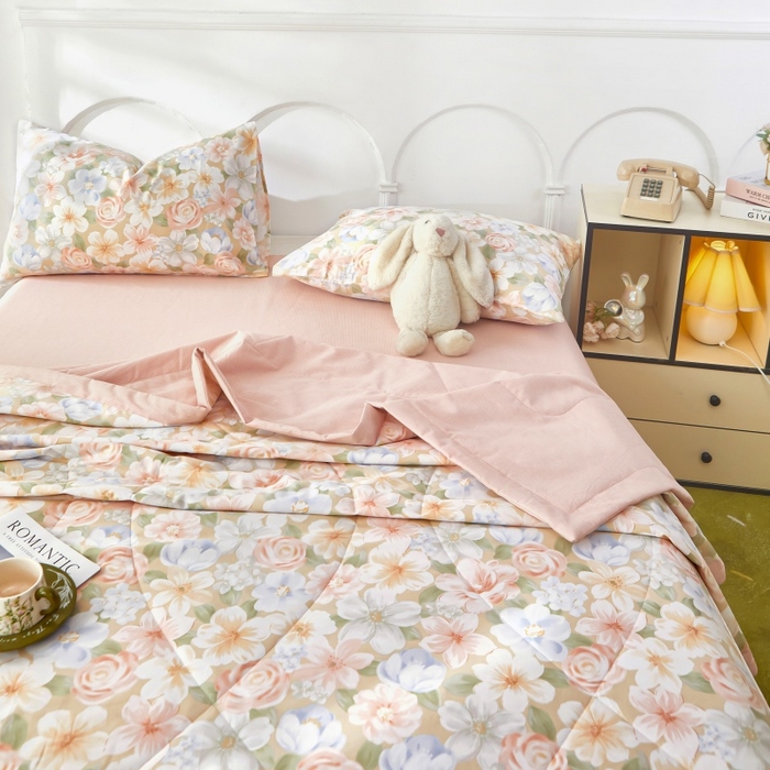 91家纺网 家纺一手货源 找家纺 铺尚美家纺 2026新款双面全棉羽丝空调被夏凉被单夏被 釉色浮光