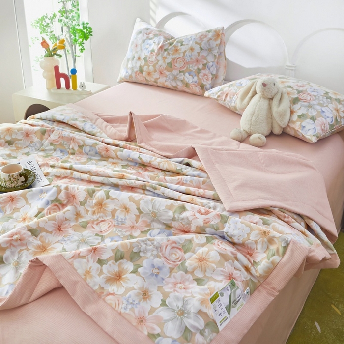 91家纺网 家纺一手货源 找家纺 铺尚美家纺 2026新款双面全棉羽丝空调被夏凉被单夏被 釉色浮光