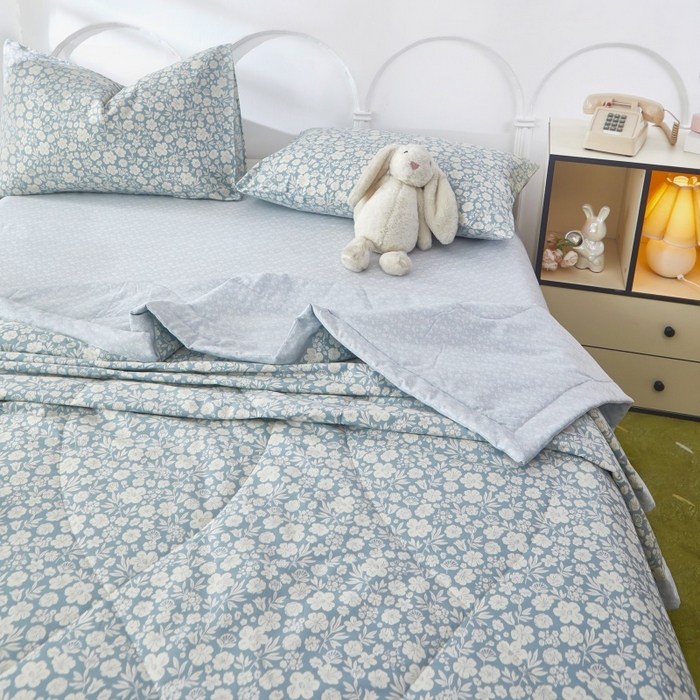 91家纺网 家纺一手货源 找家纺 铺尚美家纺 2026新款双面全棉羽丝空调被夏凉被单夏被 云汐-蓝