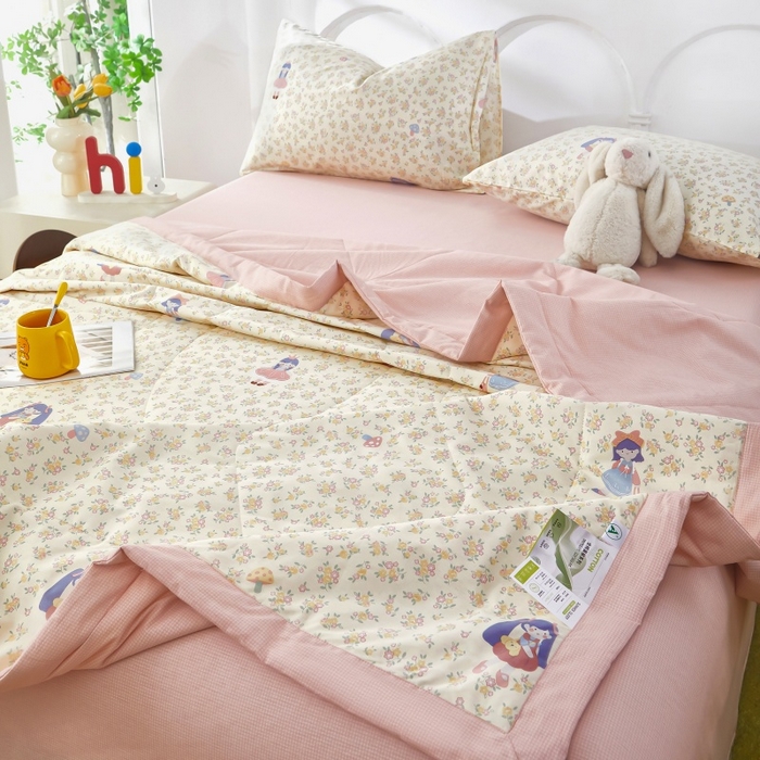 91家纺网 家纺一手货源 找家纺 铺尚美家纺 2026新款双面全棉羽丝空调被夏凉被单夏被 宅宅女孩