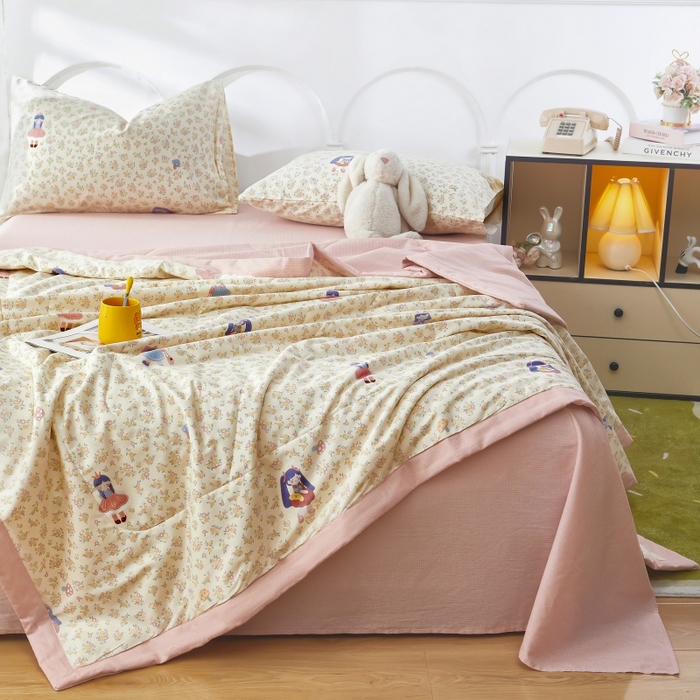 91家纺网 家纺一手货源 找家纺 铺尚美家纺 2026新款双面全棉羽丝空调被夏凉被单夏被 宅宅女孩