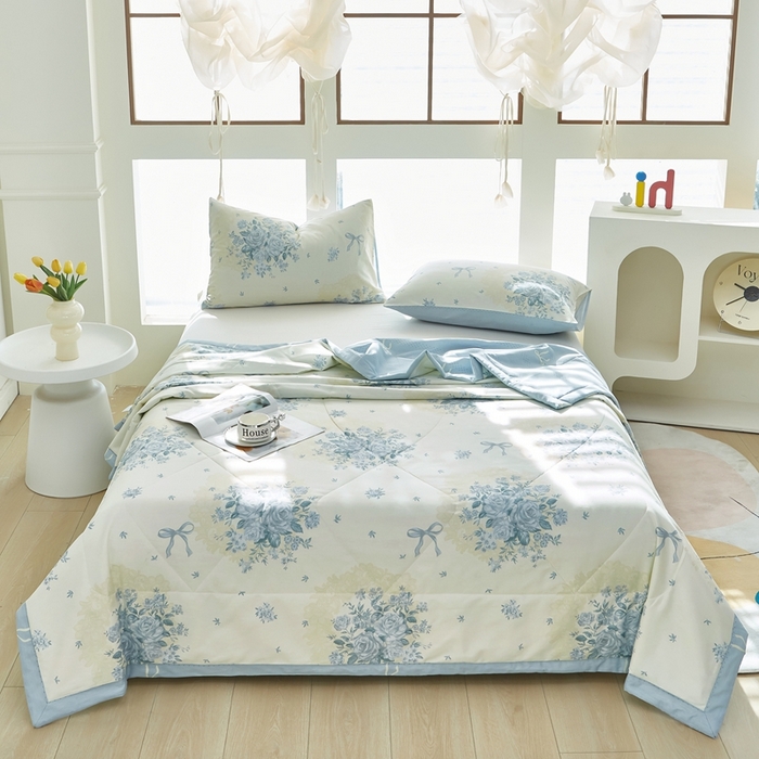 91家纺网 家纺一手货源 找家纺 铺尚美家纺 2026新款双面全棉羽丝空调被夏凉被单夏被 醉花语