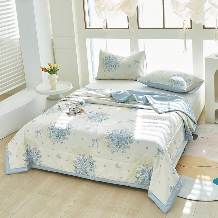 91家纺网 家纺一手货源 找家纺 铺尚美家纺 2026新款双面全棉羽丝空调被夏凉被单夏被 醉花语