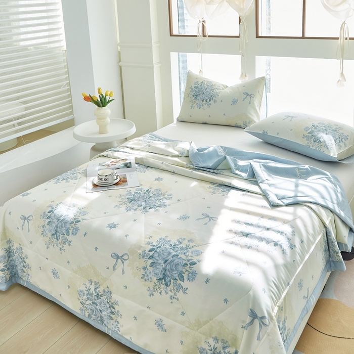 91家纺网 家纺一手货源 找家纺 铺尚美家纺 2026新款双面全棉羽丝空调被夏凉被单夏被 醉花语