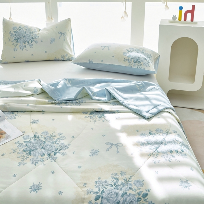 91家纺网 家纺一手货源 找家纺 铺尚美家纺 2026新款双面全棉羽丝空调被夏凉被单夏被 醉花语